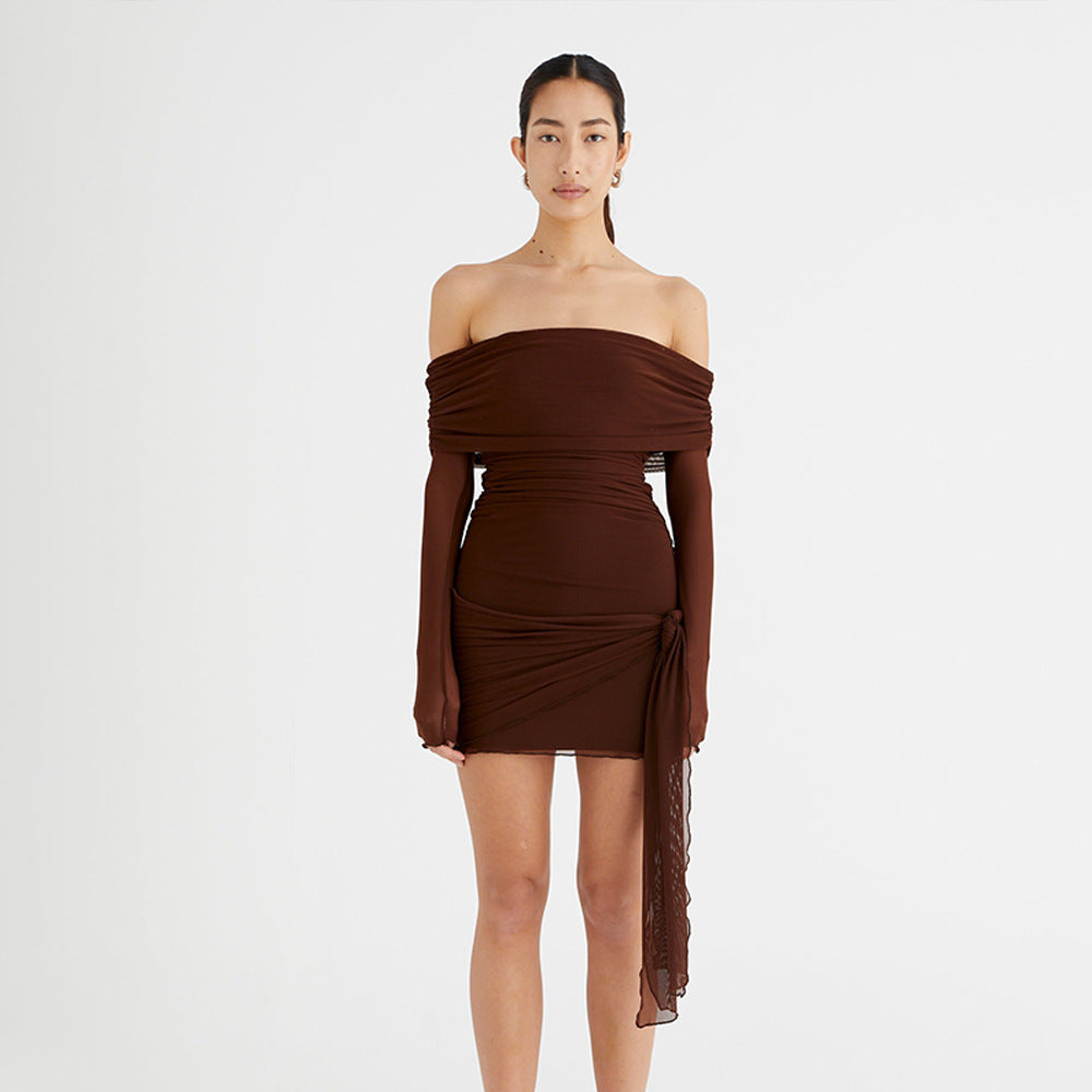 Europäisches und amerikanisches Ins-Mode-Röhrenoberkleid mit langen Ärmeln