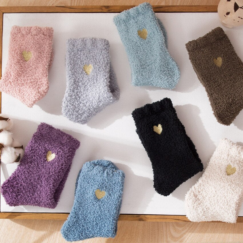 Love coral fleece socks