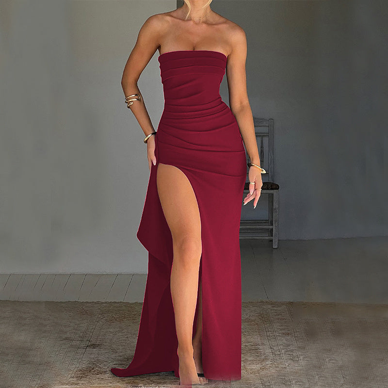 Schultergurt locker geteiltes langes Kleid Sommermode