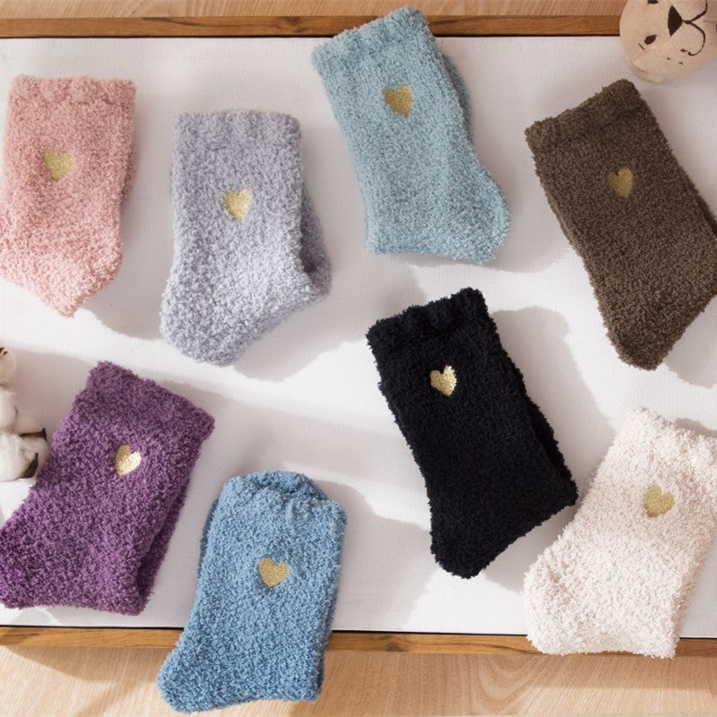 Love coral fleece socks