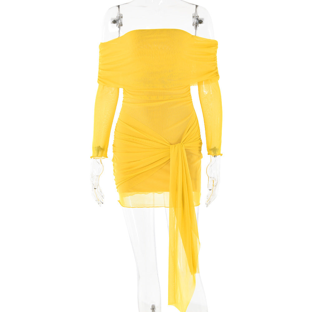 Europäisches und amerikanisches Ins-Mode-Röhrenoberkleid mit langen Ärmeln