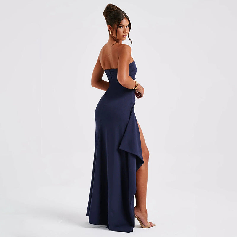 Schultergurt locker geteiltes langes Kleid Sommermode