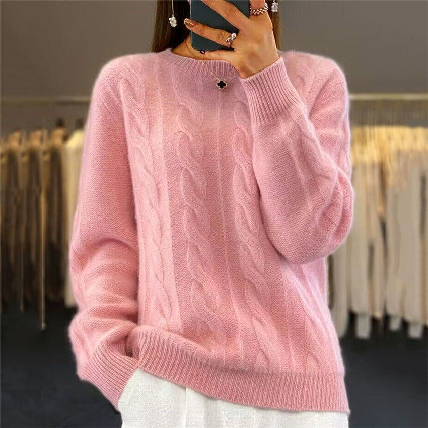 Retro-Pullover mit Zopfmuster