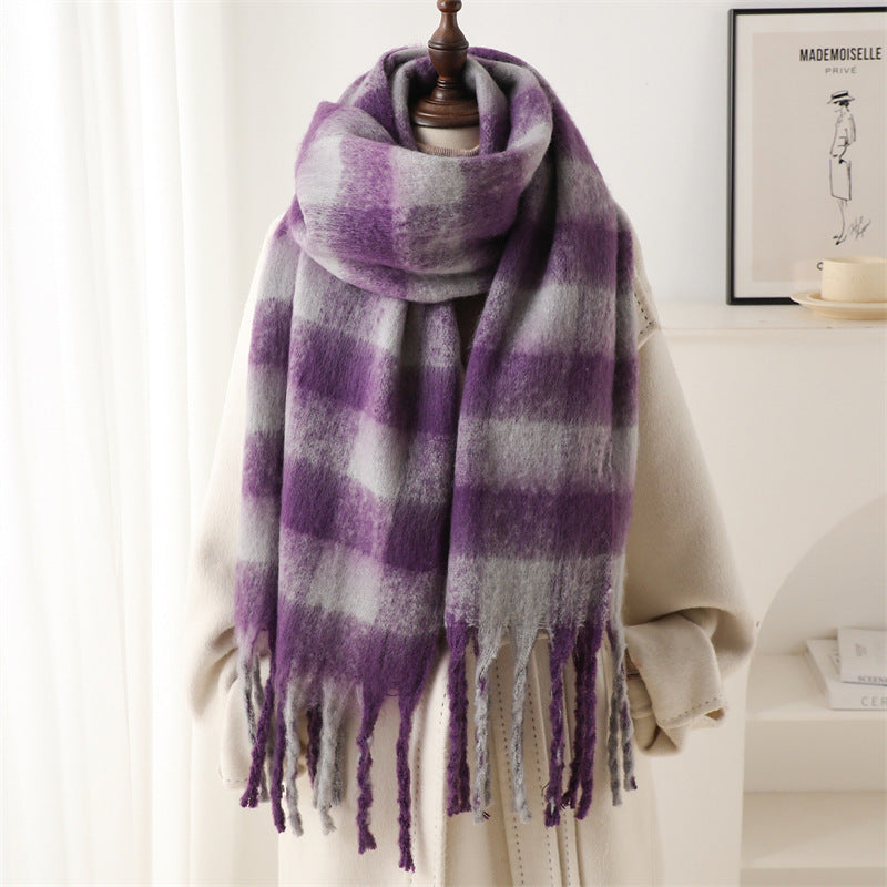 Winterschal, karierter warmer Schal für Herren und Damen