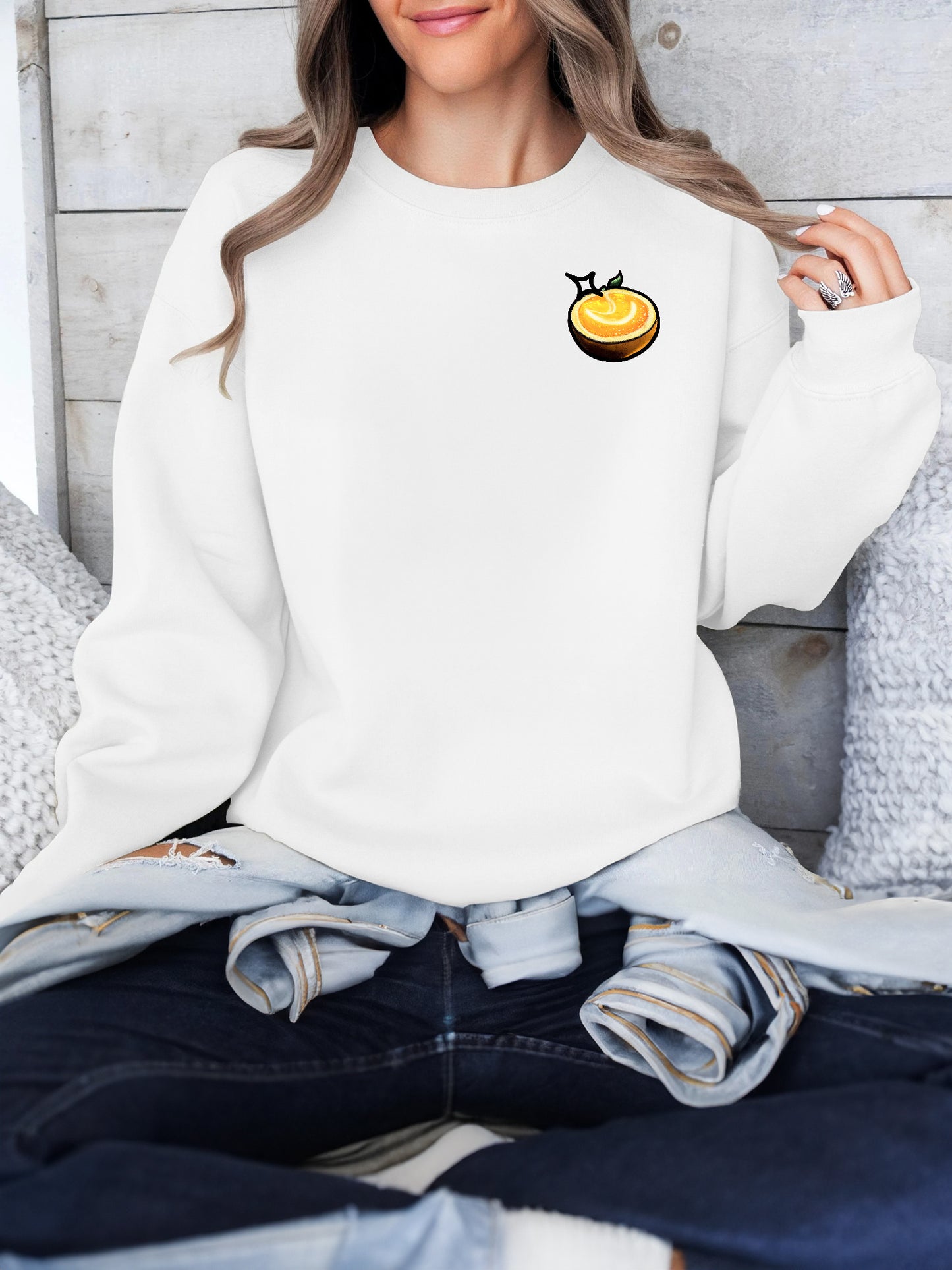 Bedruckter Kapuzenpullover für Damen mit langen Ärmeln