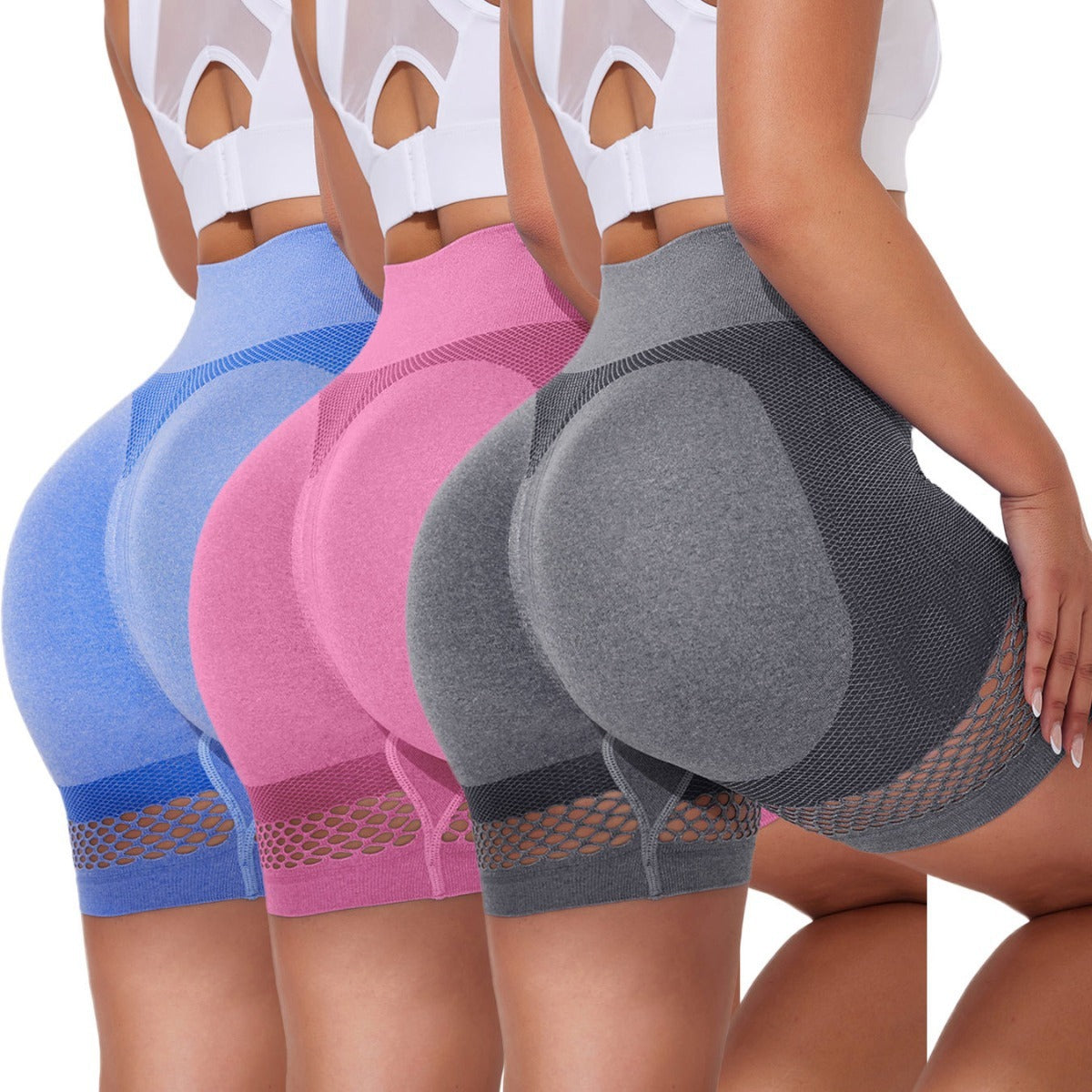 Nahtlose, zerrissene, hüfthebende Yoga-Shorts