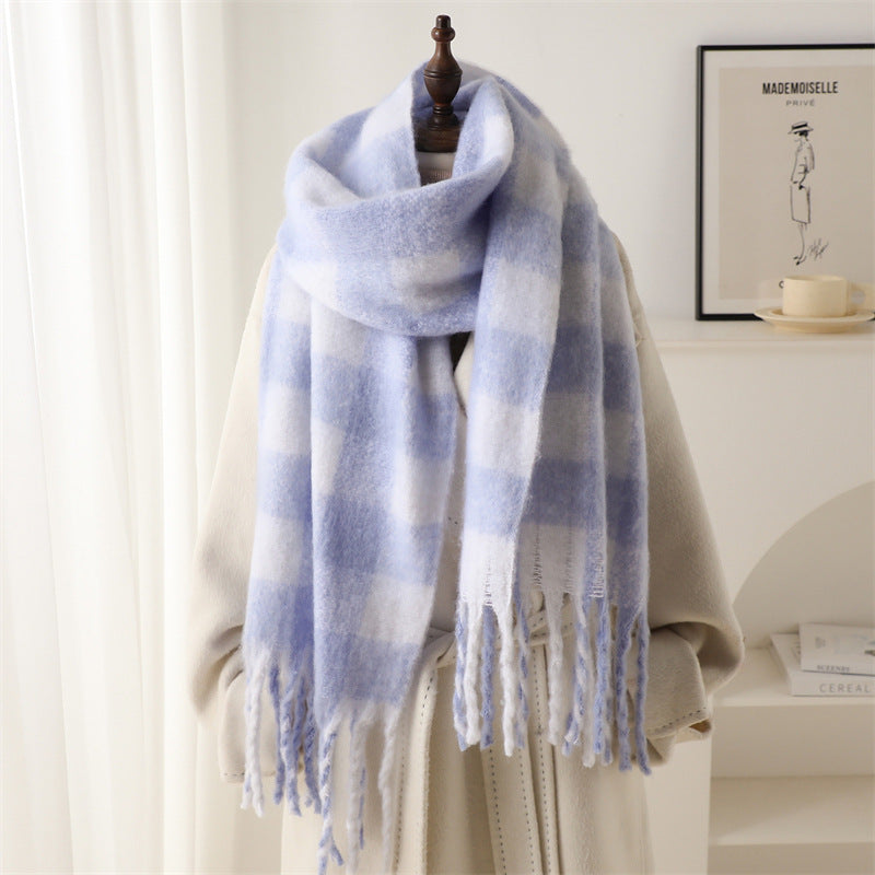 Winterschal, karierter warmer Schal für Herren und Damen