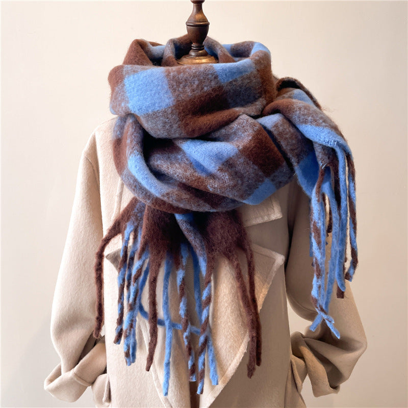 Winterschal, karierter warmer Schal für Herren und Damen