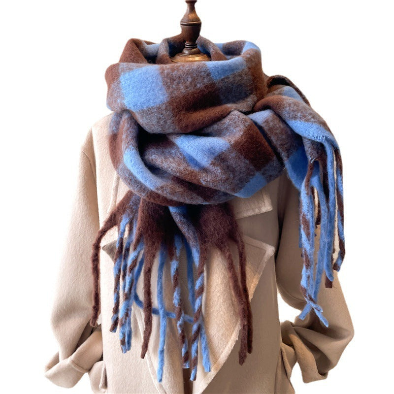 Winterschal, karierter warmer Schal für Herren und Damen
