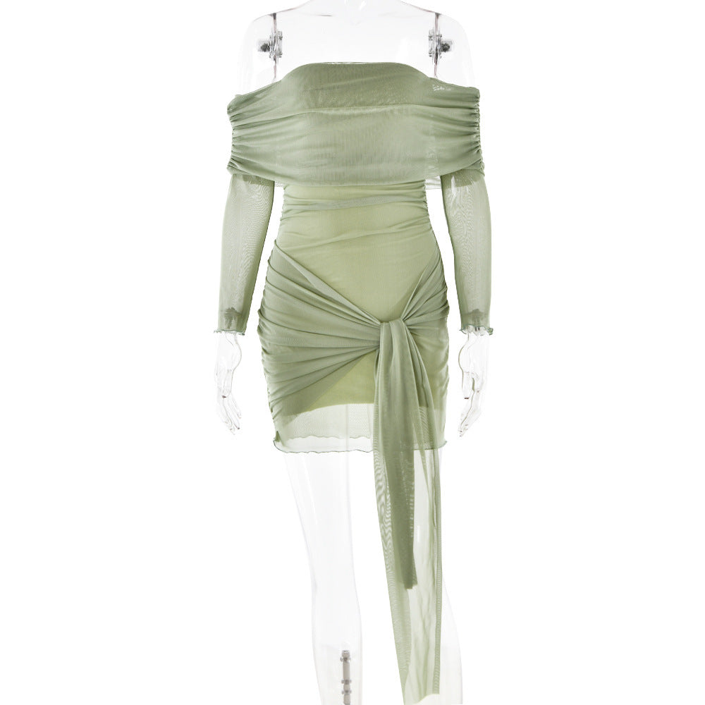 Europäisches und amerikanisches Ins-Mode-Röhrenoberkleid mit langen Ärmeln