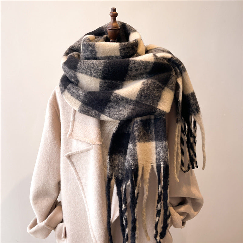Winterschal, karierter warmer Schal für Herren und Damen