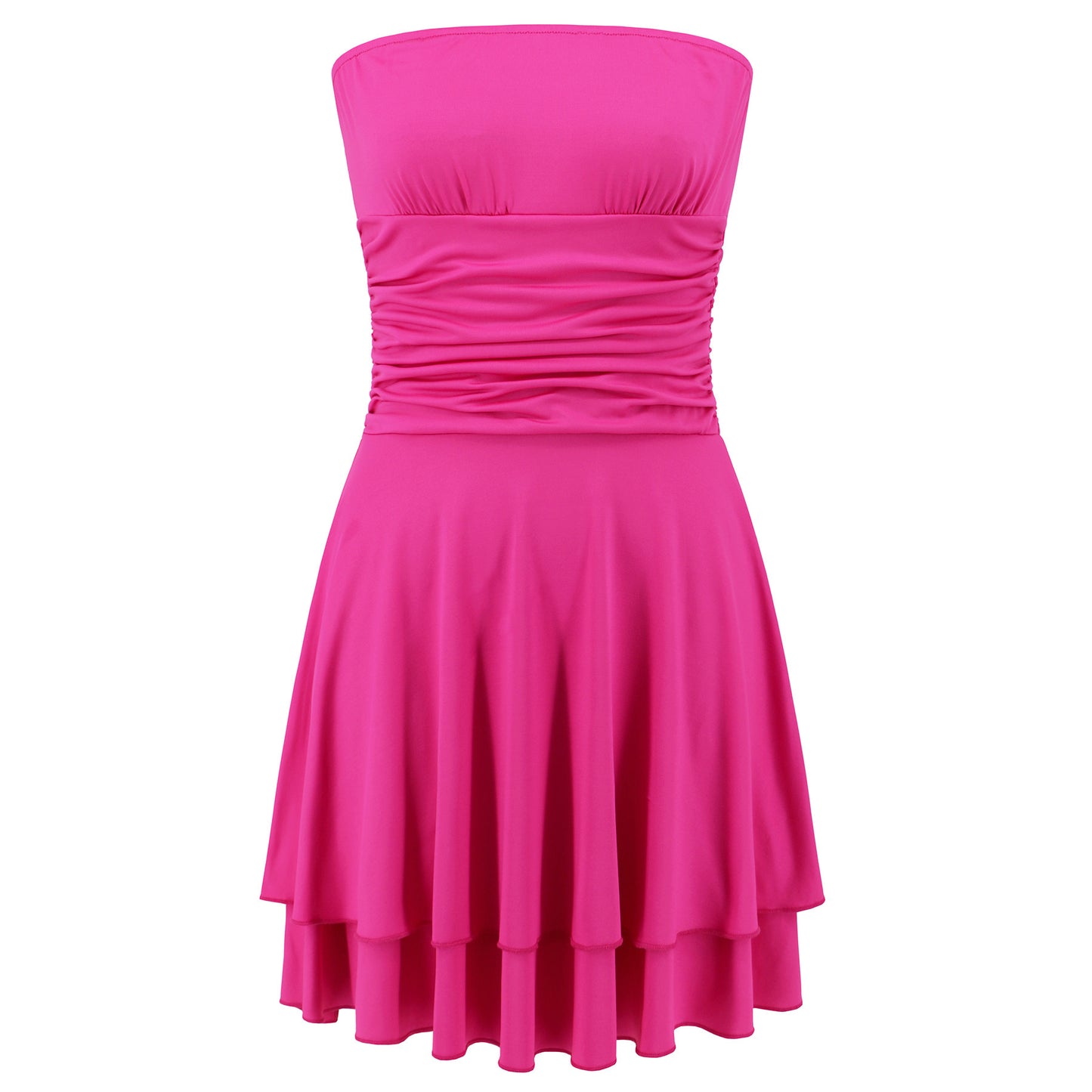 Sommer Rüschen Rohr Kurzes Kleid Mode Einfarbig Party Strand Kleider Damen Kleidung