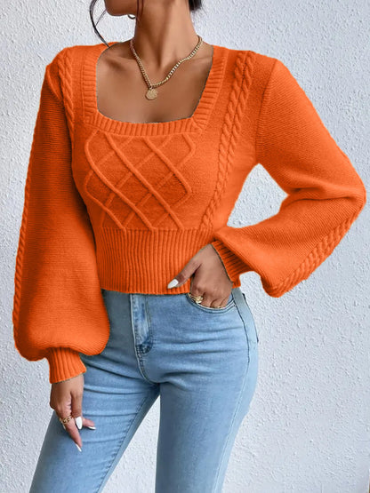Solid Color Square Collar Sweaters