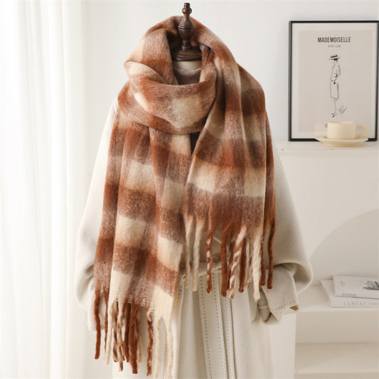 Winterschal, karierter warmer Schal für Herren und Damen