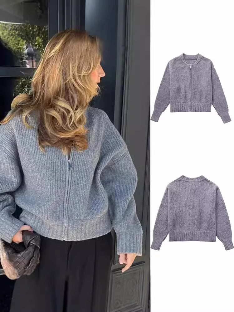 Strickjacke mit Reißverschluss und Strickjacke