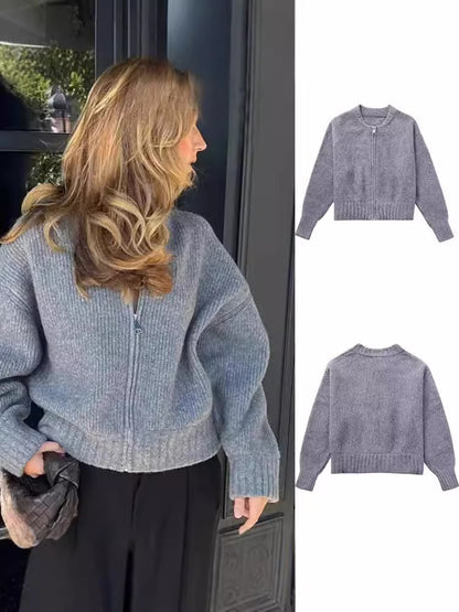 Strickjacke mit Reißverschluss und Strickjacke