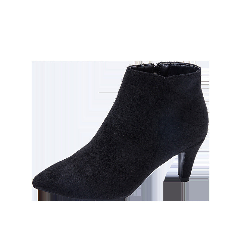 Spitze Zehen-Stiletto-Mittelabsatz-rutschfeste Damenstiefel