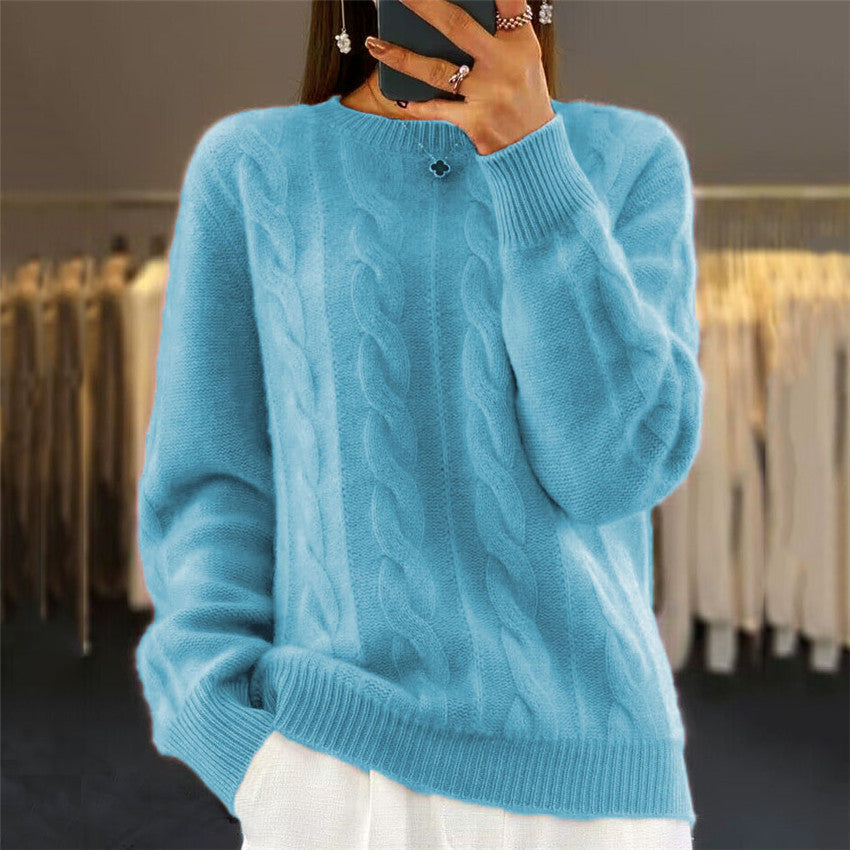 Retro-Pullover mit Zopfmuster