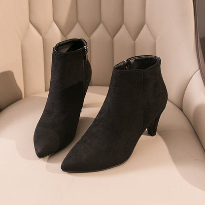 Spitze Zehen-Stiletto-Mittelabsatz-rutschfeste Damenstiefel