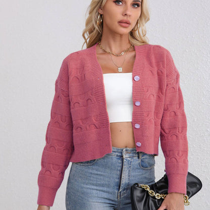 Kurze Strickjacke, modischer Langarmpullover