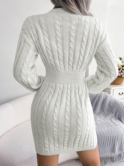 Solid Color V-Neck Long Sleeve Knit