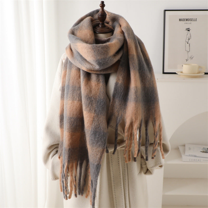Winterschal, karierter warmer Schal für Herren und Damen