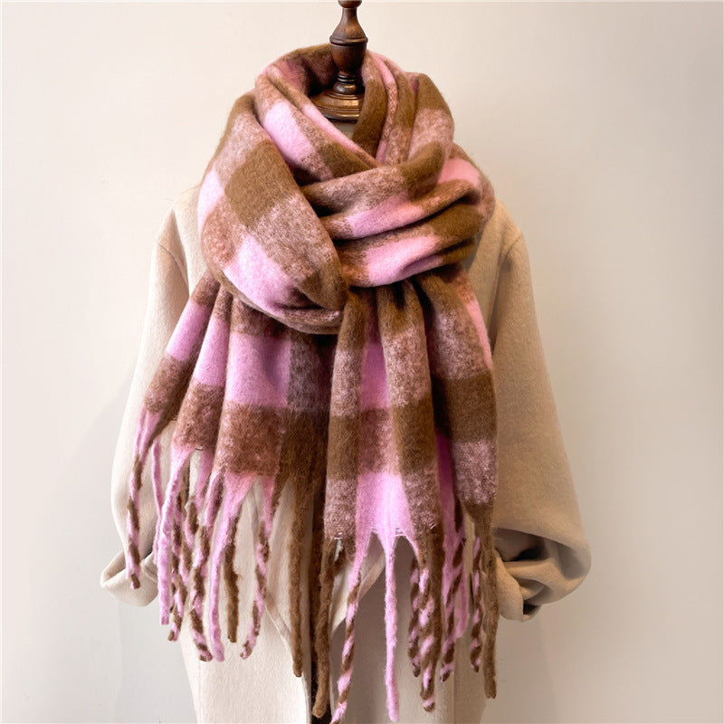 Winterschal, karierter warmer Schal für Herren und Damen
