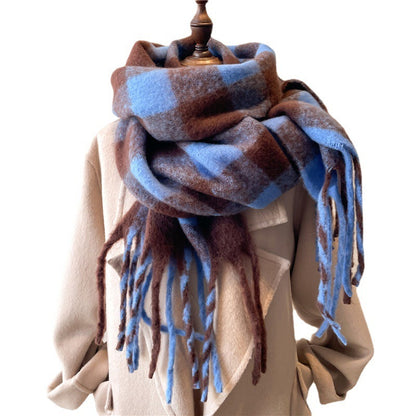 Winterschal, karierter warmer Schal für Herren und Damen