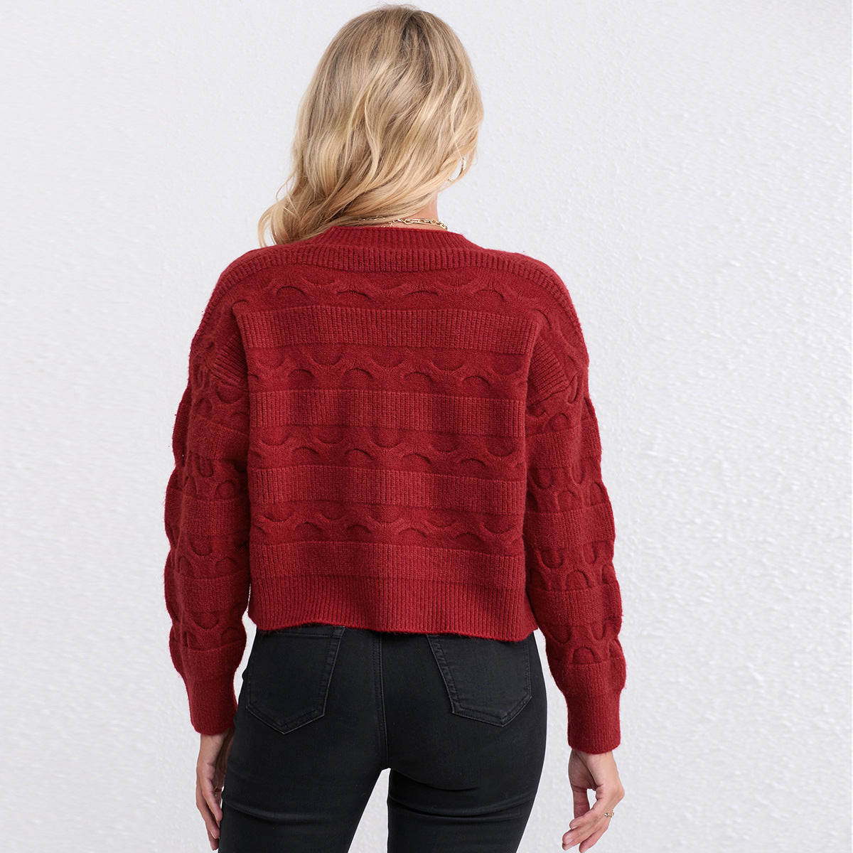 Kurze Strickjacke, modischer Langarmpullover