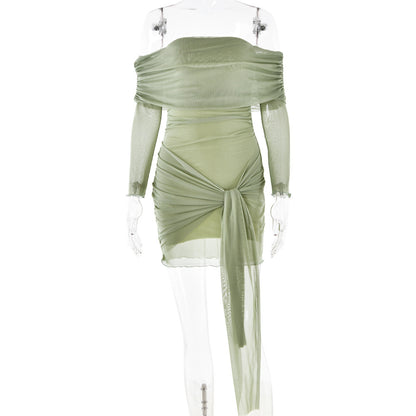 Europäisches und amerikanisches Ins-Mode-Röhrenoberkleid mit langen Ärmeln