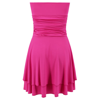 Sommer Rüschen Rohr Kurzes Kleid Mode Einfarbig Party Strand Kleider Damen Kleidung